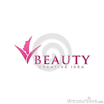 Beauty women with leaf nature logo template Vector Illustration