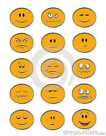 Emoji color collection flat Vector Illustration