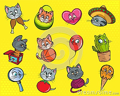 Cat funny illustrations Vector Illustration