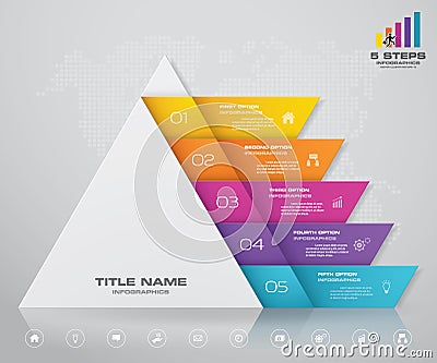 5 steps pyramid with free space for text on each level. infographics, presentations or advertising. Vector Illustration