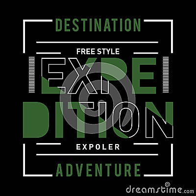 Vintage expedition adventure nature typography design Cartoon Illustration