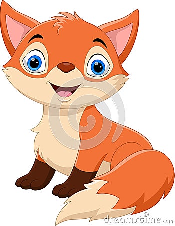 Cute cartoon fox smiles Stock Photo