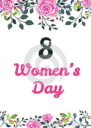 8 March Happy International Women`s Day Card Vector Illustration