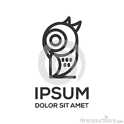 Owl line art logo design template Vector Illustration