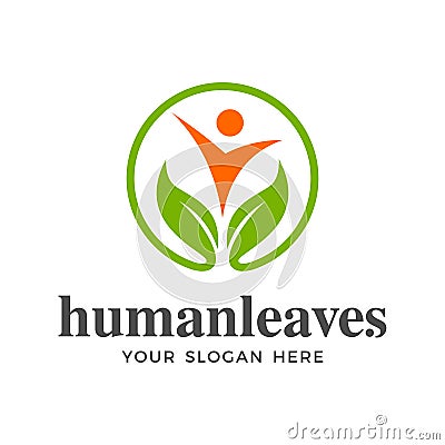Human leaves logo design template Vector Illustration