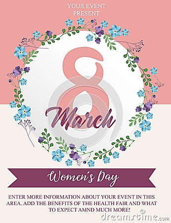 Women`s Day Celebration flyer template Vector Illustration