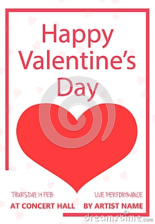 Valentines Day party flyer design Vector Illustration