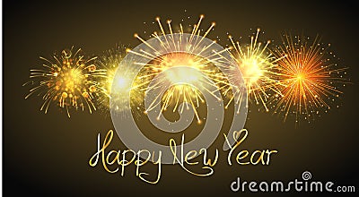 Happy New Year fireworks background Vector Illustration