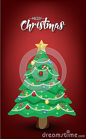 Decorated christmas tree Vector Illustration