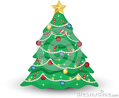 Decorated christmas tree Vector Illustration