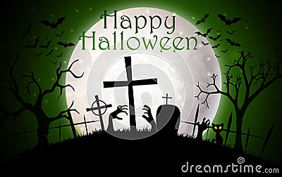 Halloween graveyard background Vector Illustration