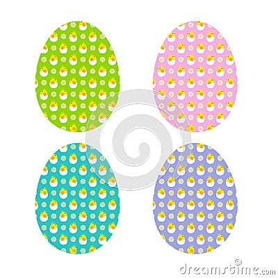 Easter eggs with baby chick pattern Vector Illustration