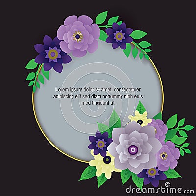 Beautiful purple flower border background Vector Illustration