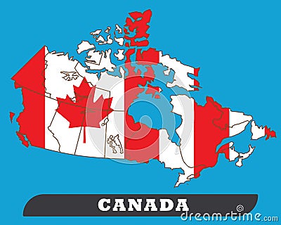 Canada map and Canada Flag Vector Illustration