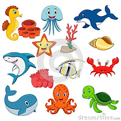 Sea animals vector set Vector Illustration