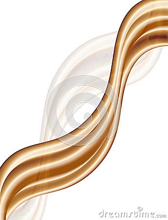 Golden design with flowing wavy lines and shapes isolated on white background. Vector Illustration