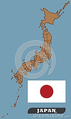 Japan Map and Japan Flag Vector Illustration