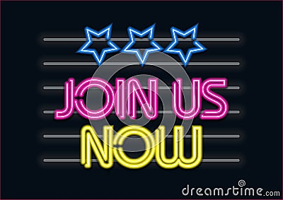 Join Us Now neon effect Vector Illustration