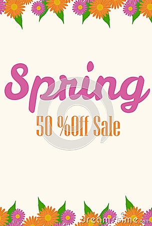 Spring sale poster Vector Illustration