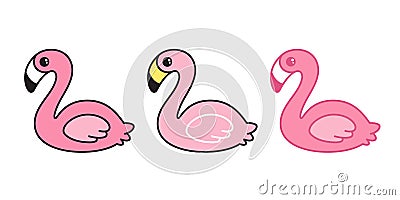 Pink flamingo vector set Cartoon Cute flamingos collection character animal exotic nature wild fauna illustration Cartoon Illustration
