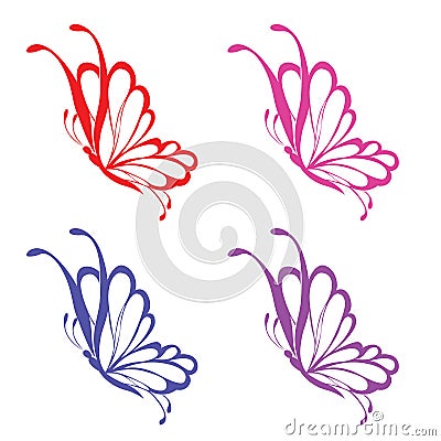 Colorfull animal cute buterfly icon set 2 Stock Photo