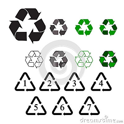 Recycling Symbols Plastic Recycling Symbols Recycling icon on white background vector Vector Illustration