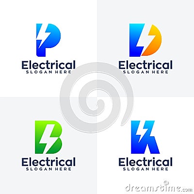 Collection Of Letter Electric Icon Logo Vector Illustration