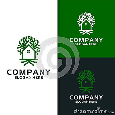 House and Tree Modern Logo Design Template Vector Illustration