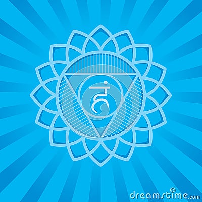 Vishuddha - chakra symbol of human body. Used in Hinduism, Ayurveda, Yoga Vector Illustration