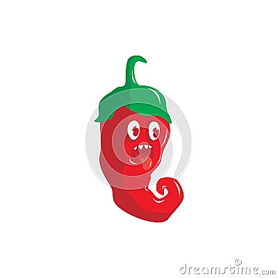 Hot chili pepper illustration cute expression Vector Illustration