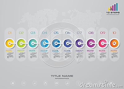 10 steps timeline infographic element. EPS 10. Vector Illustration