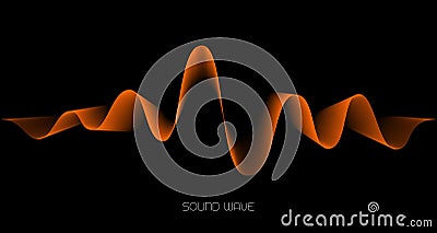 Abstract sound wave background. Orange wave on black. Vector Illustration