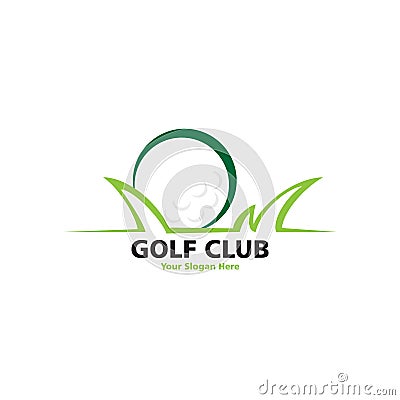 Golf place with grass logo Vector Illustration