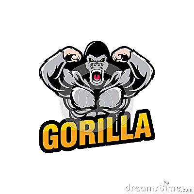 Gorilla logo design isolated on white background Vector Illustration