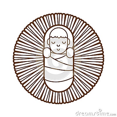 Jesus born in a manger Vector Illustration