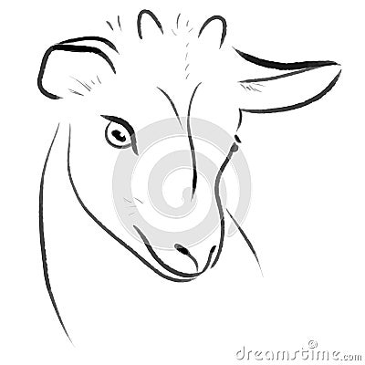 Print vector goat one line draw illustration Cartoon Illustration
