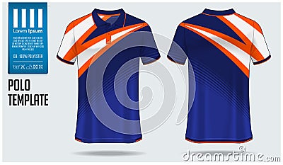 Polo t-shirt template design for soccer jersey, football kit or sportswear. Sport uniform in front view and back view. Vector Illustration