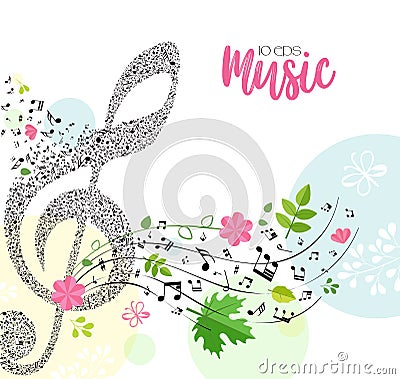 Spring bright musical background Vector Illustration