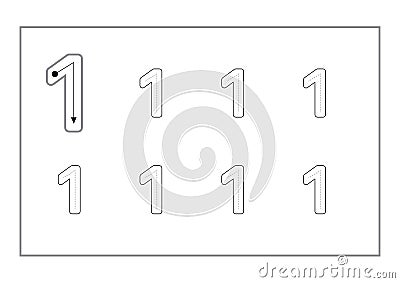 Free handwriting pages for writing numbers Learning numbers, Numbers tracing worksheet for kindergarten Vector Illustration