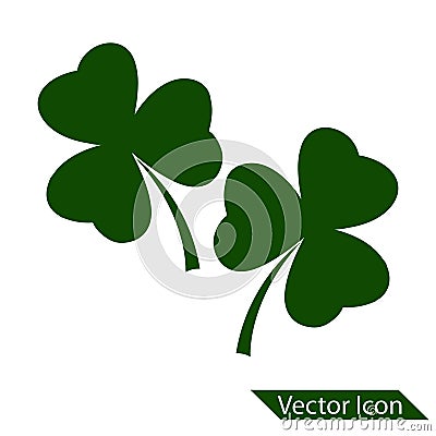 3 Leaf clover sign icon. Saint Patrick symbol. Ecology concept. Flat design Vector Illustration