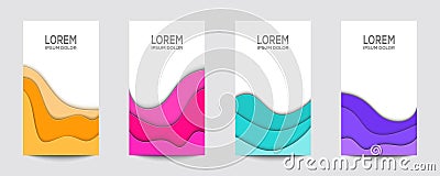 Set of vertical banners paper cut vector design templates Vector Illustration