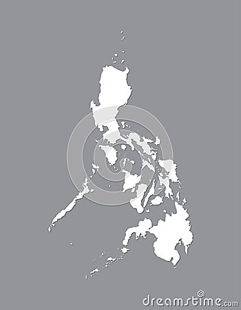 Philippines vector map with integrated land area using white color on dark background illustration Vector Illustration