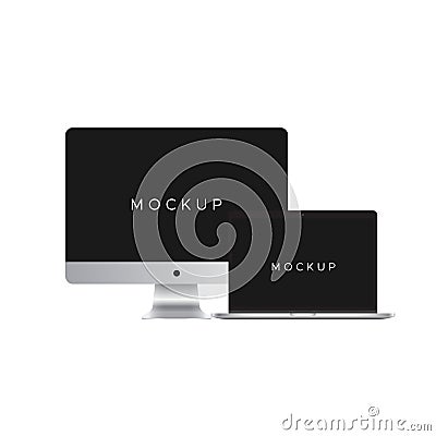 IMac and mac book mockup isolated on white background Stock Photo