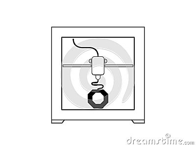 3D printer icon symbol in black and white Vector Illustration