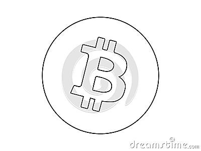Bitcoin logo line drawing vector Vector Illustration