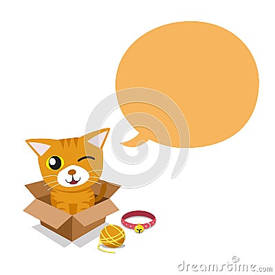 Vector cartoon tabby cat with speech bubble Vector Illustration