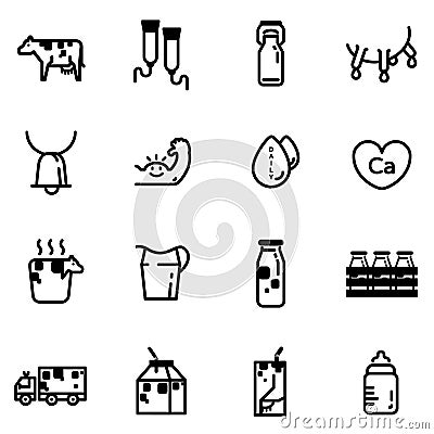 Milk icon set. Vector Illustration