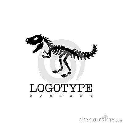 Vector logotype dinosaur skeleton t-rex isolated on white background. Vector Illustration