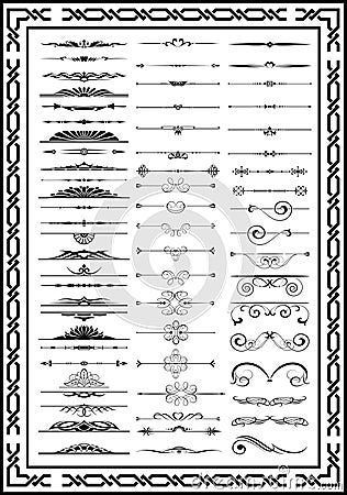 Nice set calligraphic decor elements black color Stock Photo