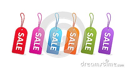 SALE tags on white. Stock Photo